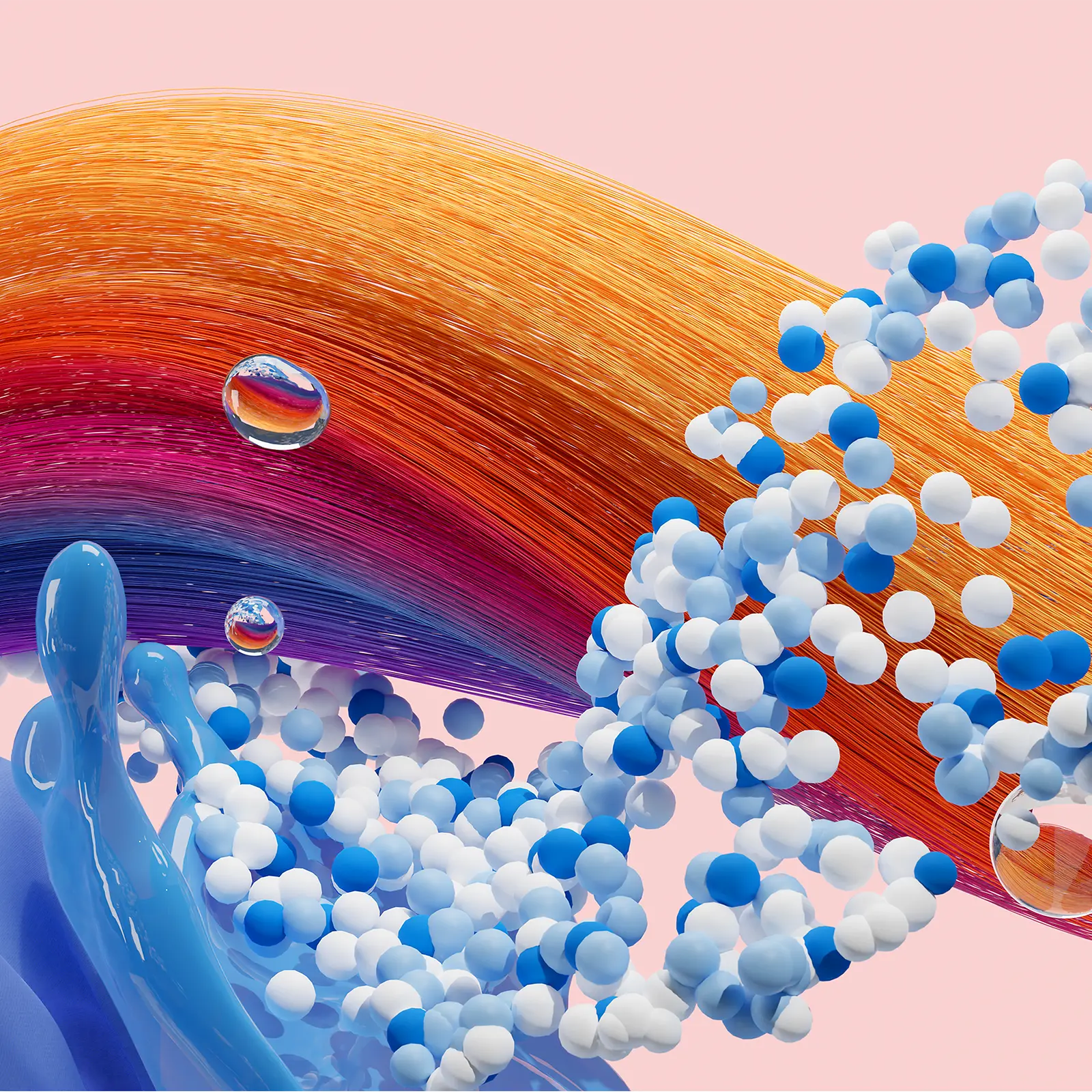 Abstraktna slika, ki predstavlja poslovno enoto Henkel Consumer Brands, ki vključuje segmenta Izdelki za lase ter Pralna sredstva in čistila